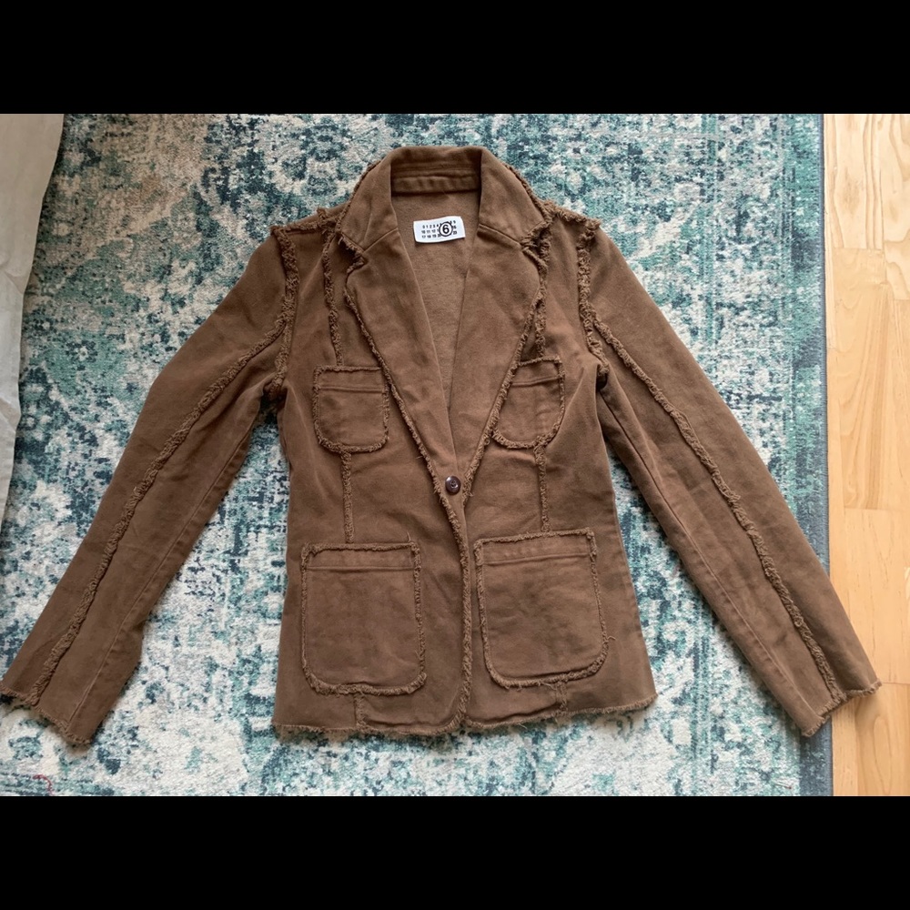 maison margiela woman brown jacket size 44 inside